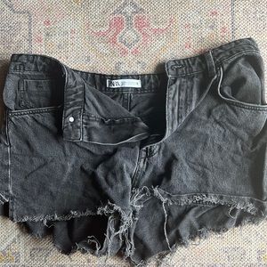 Black Zara shorts, light distress and fringe on bottom. EUR size 44, US size 12